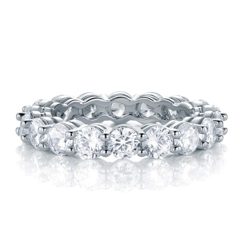 Gemsme 18K White Gold Plated Tennis Necklace/Bracelet/Earrings/Band Ring Sets Hypoallergenic Jewelry Pack of 4 (6) - Image 3